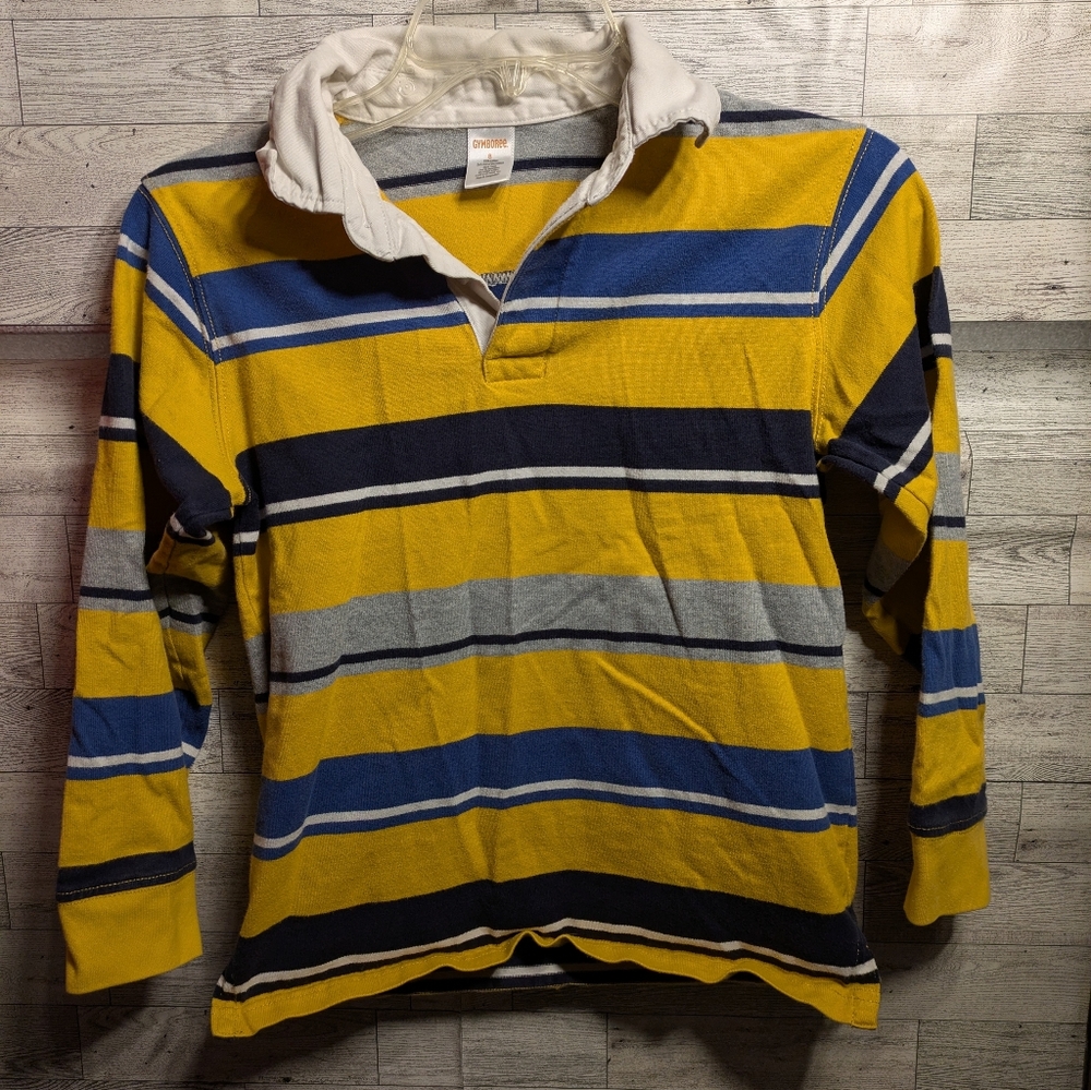 Gymboree Boys Yellow and Blue Striped Polo Shirt Size 8
